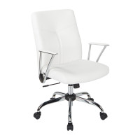 OSP Home Furnishings FL80287C-U11 Faux Leather Chair in White with Chrome Base